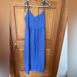 Beachwood Baby Blue Linen Maxi Dress with Tie Straps
